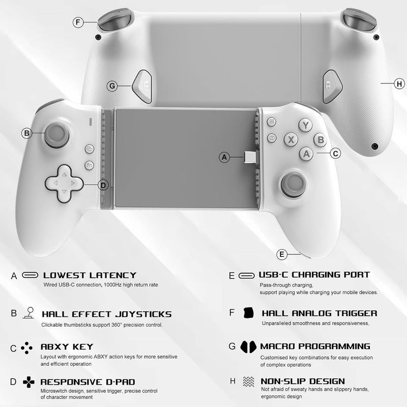 arVin USB C Mobile Gaming Controller for iPad/Tablet(Within 6.7-11 in) USB-C Gamepad with Hall Joysticks/Hall Trigger/Turbo/Back keys, Remote Play for PS5/PS4/Xbox/PC Consoles, Cloud Game, Emulator - Image 3